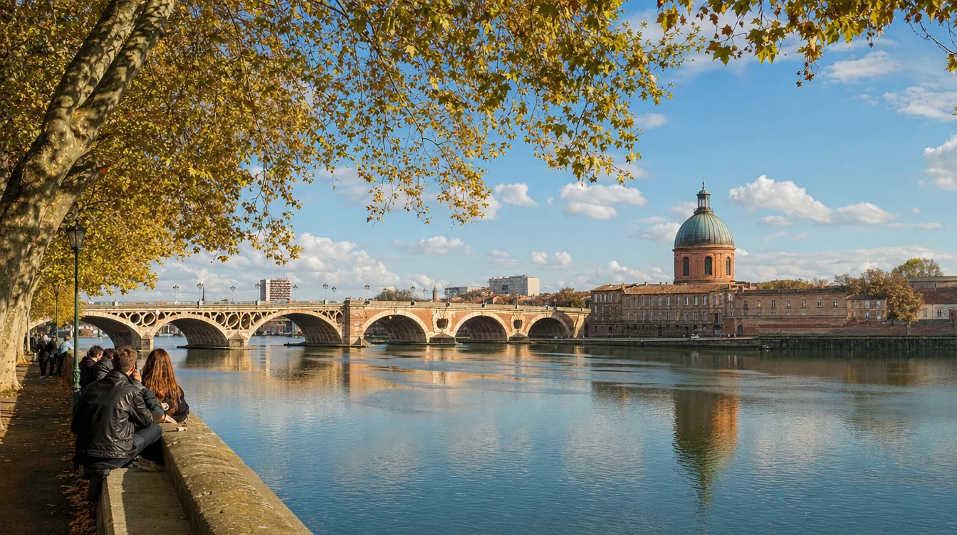 Illustration des quais de Garonne et des paysages de Toulouse